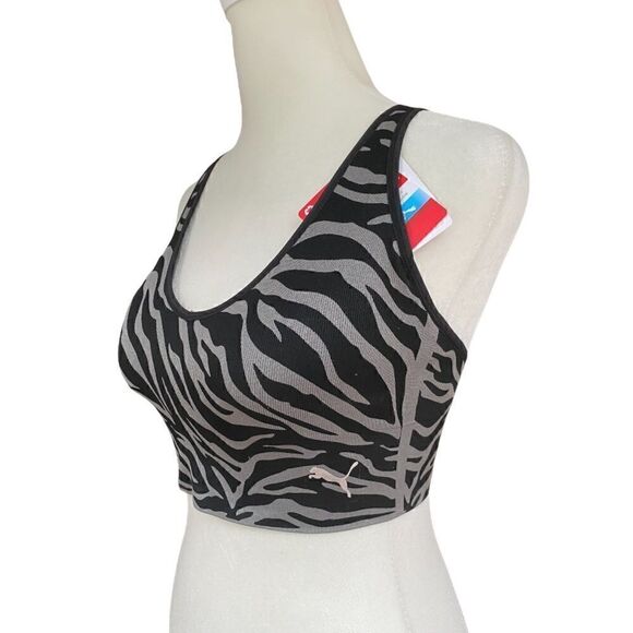 PUMA Gray and Black Zebra Cross-back Sports Bra - Picture 5 of 12